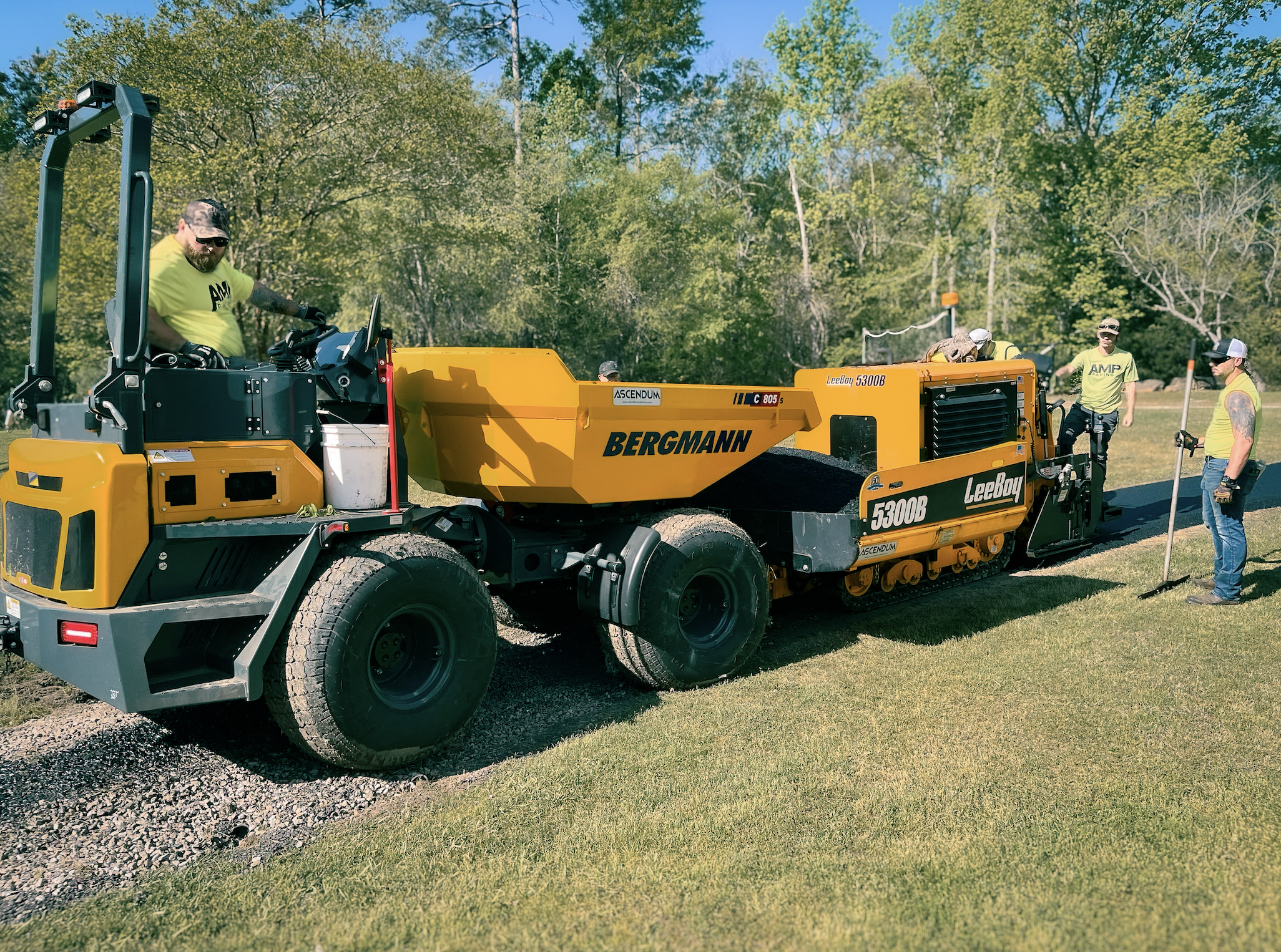 Why the Bergmann C805s is the Ultimate Support Solution for Golf Cart Path Paving When Paired with the LeeBoy 5300B